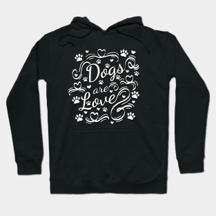 Typography Dogs Are Love Paws And Hearts Hoodie